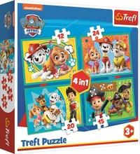 TREFL Puzzle Tlapková patrola: Šťastný tým 4v1 (12,15,20,24 dílků)