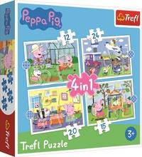 TREFL Puzzle Prasátko Peppa: Vzpomínky na prázdniny 4v1 (12,15,20,24 dílků)