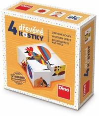 DINO Obrázkové kostky Kohout, 4 kostky