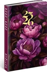 Spirálový 18měsíční diář Petito Fialové květy 2025/2026