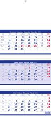 Tříměsíční kalendář skládaný modrý 2026 - nástěnný kalendář