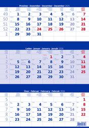 Tříměsíční kalendář modrý 2026 - nástěnný kalendář