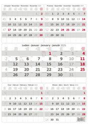 Pětiměsíční kalendář 2026 šedý - nástěnný kalendář