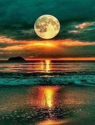 Diamantové malování Úplněk nad oceánem 30x40cm