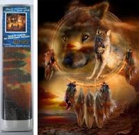 Diamantové malování Lapač snů s vlky 30x40cm