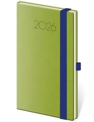 Kapesní diář 2026 New Praga zelený s gumičkou