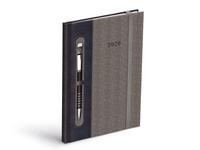 Diář 2026 T805 PU dark blue/gray s gumkou na propisku