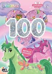 100 metalických samolepek s omalovánkovými listy Jednorožci