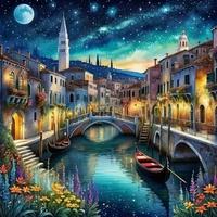 Diamantové malování Noční Benátky