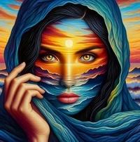 Diamantové malování Žena na pozadí pouště