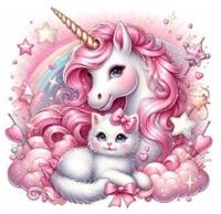 Diamantové malování Jednorožec s koťátkem