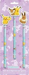 Pokémon sada 3 tužek s tvarovaným gumovým topperem Flowers