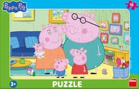 Puzzle 15 Peppa Pig v obývacím pokoji deskové