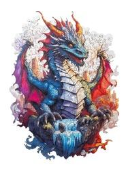 Dřevěné puzzle Drak
