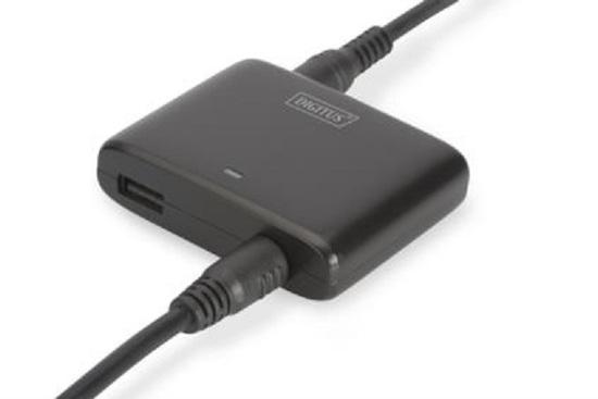 Digitus Universal auto nabíječka pro Notebook, 90W, Ultra malá velikost, USB port (5V / 2.4A), 11x tipy:, DA-10191