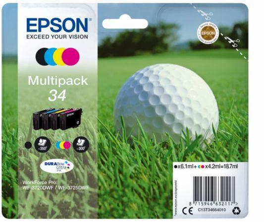 T34664010 Inkoust multipack pro, WorkForce WF-3720DWF tiskárnu, EPSON, c+m+y+b, 18,7 ml, bal. 4 ks, C13T34664010