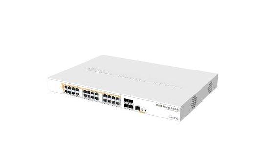 MikroTik Cloud Router Switch CRS328-24P-4S+RM, 800MHz CPU, 512MB, 24x GLAN, 4x SFP+, RouterOS/SwOS, L5, PSU, 1U Rackmoun - CRS328-24P-4S+RM