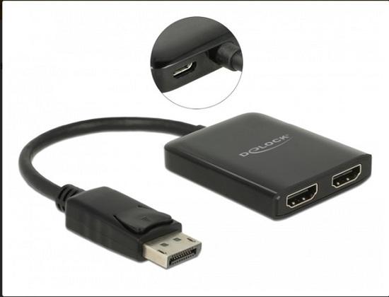 Delock Displayport 1.2 Splitter 1 x Displayport in > 2 x HDMI out 4K 30 Hz - 87720