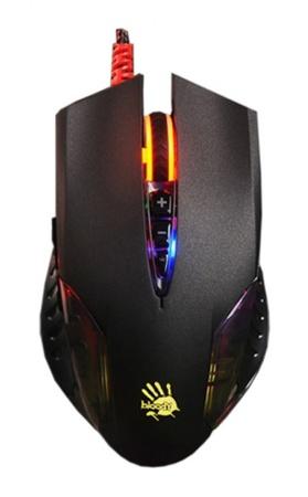 A4tech BLOODY Q50 herní myš, 3200DPI, USB,3 druhy podsvícení,metalické podložky, černá - Q50