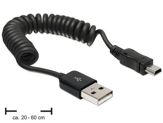 Delock kabel USB 2.0 A samec > USB mini samec, kroucený kabel - 83164