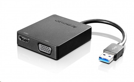 Lenovo kabel rozšiřující adaptér USB 3.0 na VGA/HDMI, 4X90H20061