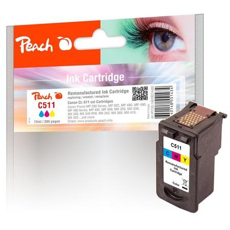 Inkoustová náplň Peach Canon CL-511,385 stran, kompatibilní - červená/modrá/žlutá, PEA314480
