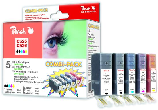 PEACH kompatibilní cartridge Canon PGI-525/CLI-526 MultiPack, 2xBlack, Cyan, Magenta, Yellow, 19ml, 4x10ml - 314256