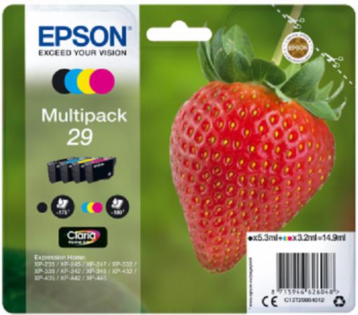 C13T29864012 Inkoust pro XP245 tiskárny, EPSON, multipack, 14,9ml, box 4 ks, C13T29864012
