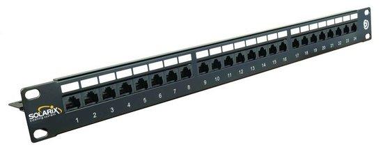 Patch panel SX24L-6-UTP-BK UTP cat.6 24p. 1U,vyvazovací lišta, černý, SX24L-6-UTP-BK