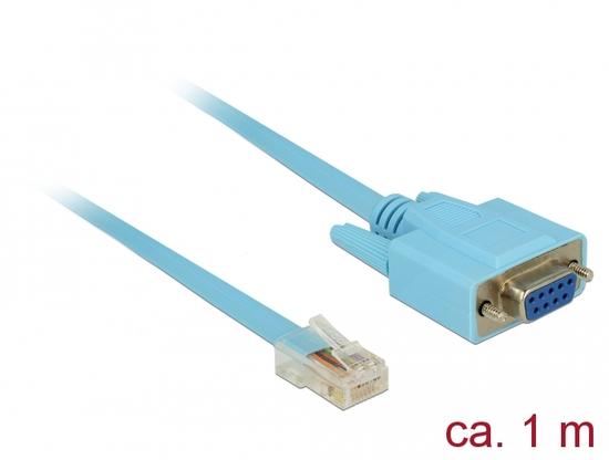 Delock Adaptér RS-232 DB9 samice > 1 x Sériový RS-232 RJ45 samec 1 m - 63341