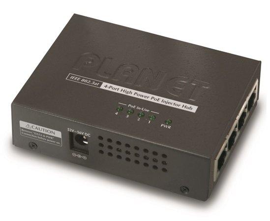 Planet HPOE-460 PoE injektor, 4x 1Gbps PoE 802.3at 30/120 W - HPOE-460