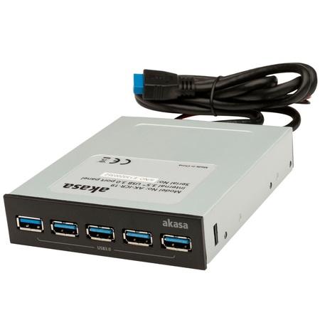 AKASA interní USB Hub do 3,5" pozice / AK-ICR-19 / 5x USB3.0 / černý - AK-ICR-19