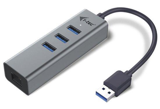 i-tec USB 3.0 HUB METAL/ 3 porty/ USB 3.0 na Gigabit Ethernet adaptér (RJ45)/ šedý - U3METALG3HUB