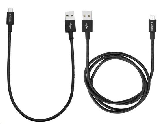 Kabel Verbatim USB/micro USB, 1m + 0,3m - černý - 48875
