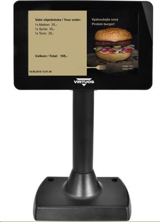 7" LCD barevný zákaznický displej Virtuos SD700F, USB, černý - EJG1007