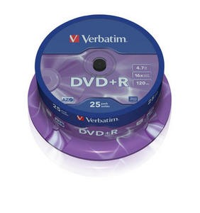 Verbatim DVD+R 4,7GB 16x, AZO, spindle, 25ks (43500) - 43500