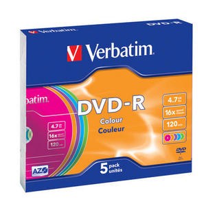 Verbatim DVD-R 4,7GB 16x, AZO, slimbox, 5ks (43557) - 43557