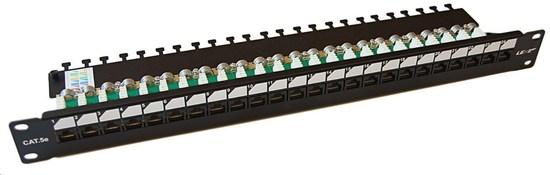 19" Patch panel LEXI-Net EXCLUSIVE 24port, UTP, 50µm, Cat5E, duální svorkovnice, černý - PATCHP24PHZ-EX