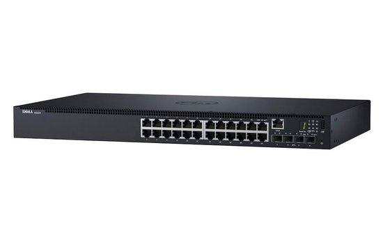 Dell Networking N1524, 24x 1GbE + 4x 10GbE SFP+ fixed ports, Stacking, IO to PSU airflow, AC/N1524,N1524P Lifetime Limit - 210-AEVX