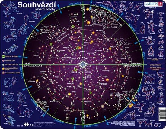 LARSEN Puzzle Mapa hvězdné oblohy 70 dílků - SS2 CZ / 9022302
