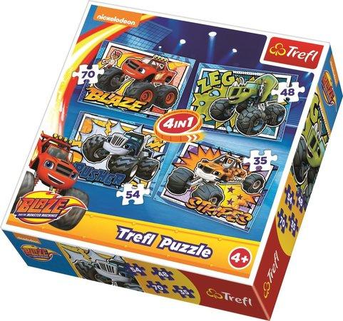 TREFL Puzzle Plamínek a čtyřkoláci 4v1 (35,48,54,70 dílků) - 34267