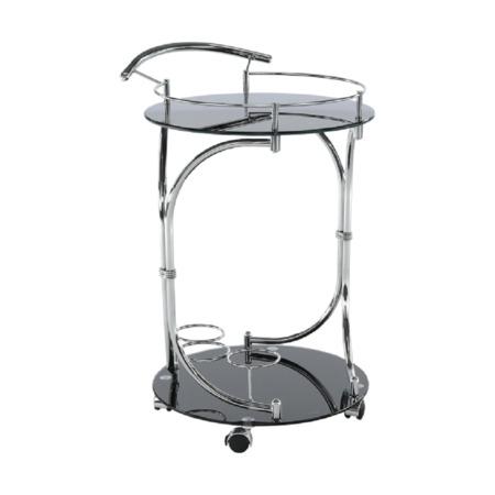 Kondela Servírovací stolek, černé sklo / chrom, VESNA - 02018347