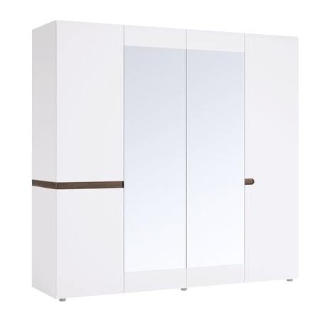 Kondela Skříň, bílá extra vysoký lesk HG / dub sonoma tmavý truflový, LYNATET TYP 23 - 0000042530