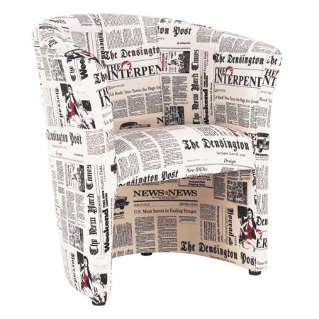 Kondela Klubové křeslo, látka vzor noviny, CUBA - 0000108521