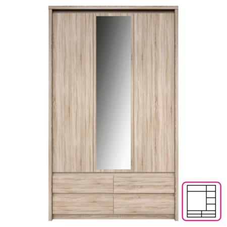 Kondela Skříň se zrcadlem 3D4S, Dub sonoma, NORTY TYP 1 - 0000147830