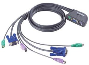 Aten 2-port KVM PS/2 mini, 1.2m kabely, CS-62Z
