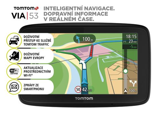 Navigace TomTom VIA 53 Europe, Wi-Fi, LIFETIME mapy - 1AL5.002.00