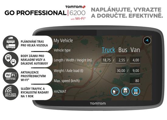 Navigace TomTom GO Professional 6200 EU, LIFETIME mapy - 1PL6.002.09