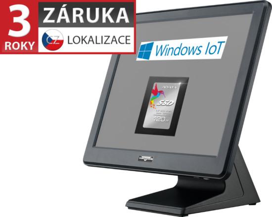 AerPOS PP-9635AV, 15" LCD LED, 350 cd/m2, J1900 2,42GHz, 4GB RAM, 120GB SSD, Win 10 IoT, rámeček,čer, KBB0815