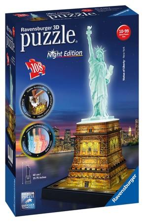RAVENSBURGER Svítící 3D puzzle Noční edice Socha Svobody 108 dílků